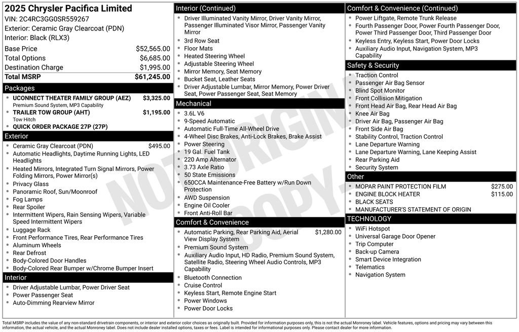 Used 2025 Chrysler Pacifica Limited w/ Uconnect Theater Family Group AWD/4WD image 29