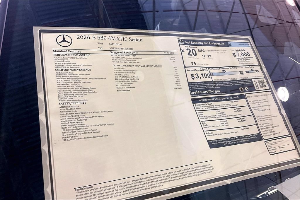 New 2026 Mercedes-Benz S 580 4MATIC Sedan image 12