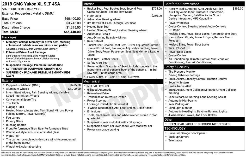Used 2019 GMC Yukon XL SLT RWD image 48