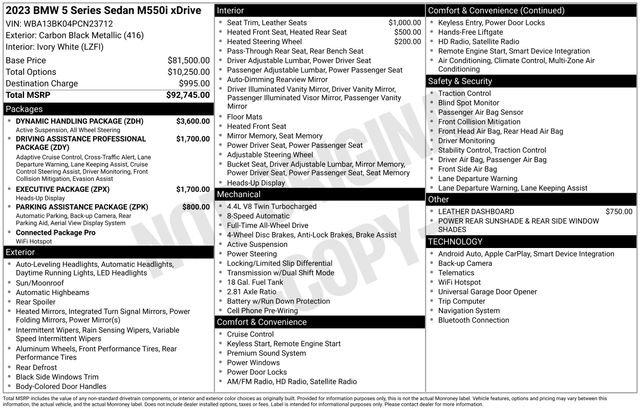 Used 2023 BMW M550i xDrive w/ Dynamic Handling Package image 39