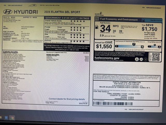 Used 2025 Hyundai Elantra Sport image 42