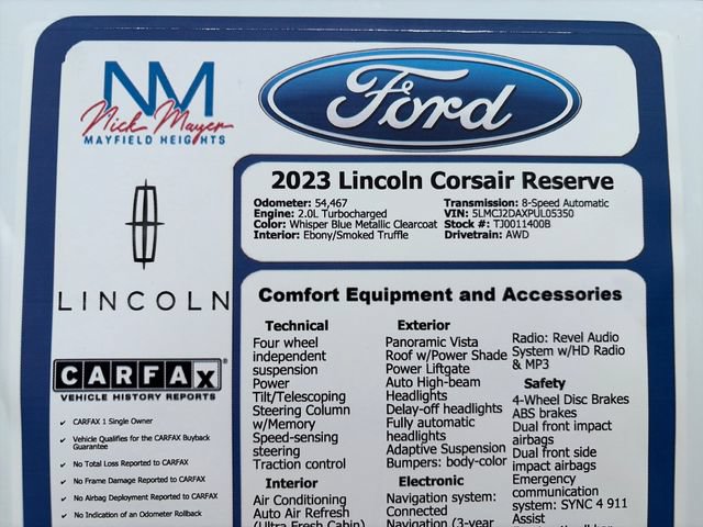 Certified 2023 Lincoln Corsair Reserve w/ Equipment Group 202A AWD/4WD image 40