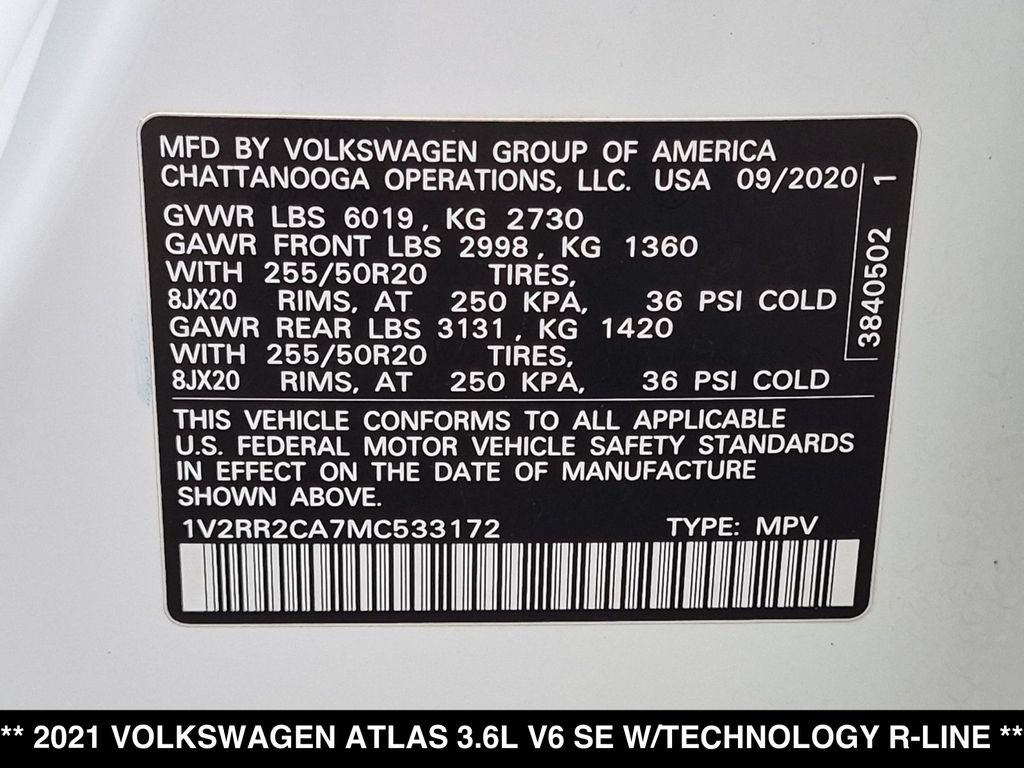 Used 2021 Volkswagen Atlas SE w/ Panoramic Sunroof Package AWD/4WD image 29