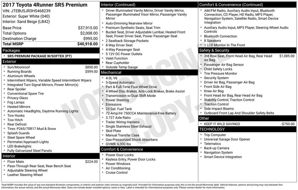 Used 2017 Toyota 4Runner SR5 Premium image 13