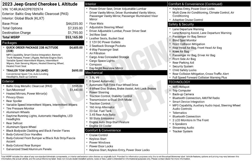 Used 2023 Jeep Grand Cherokee L Laredo AWD/4WD image 37