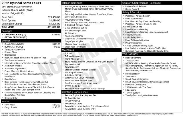 Used 2022 Hyundai Santa Fe SEL w/ Cargo Package FWD image 30