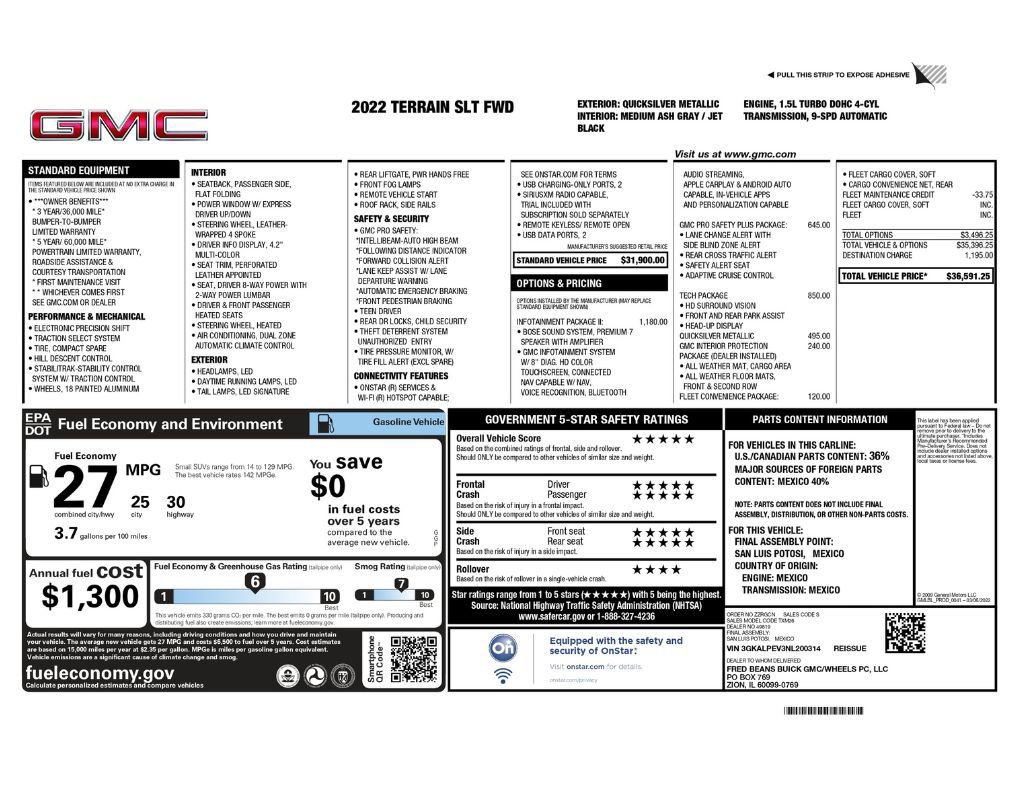 Used 2022 GMC Terrain SLT w/ Infotainment Package II image 2