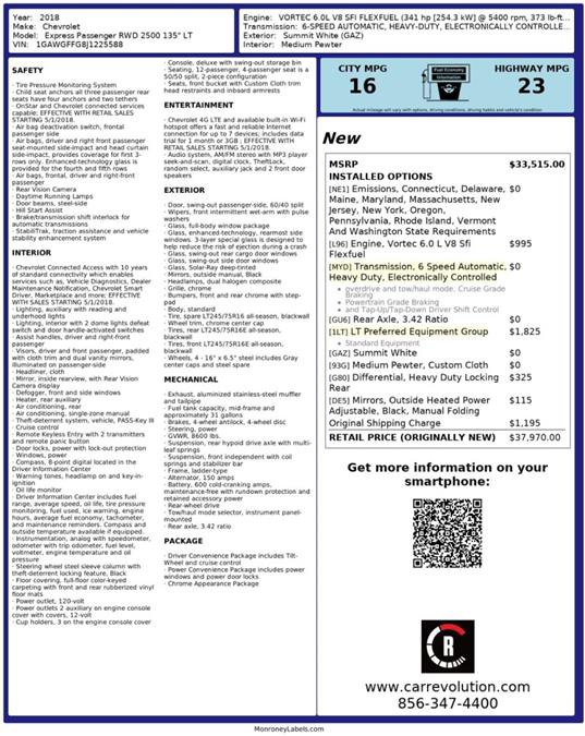 Used 2018 Chevrolet Express 2500 LT w/ LT Preferred Equipment Group image 8