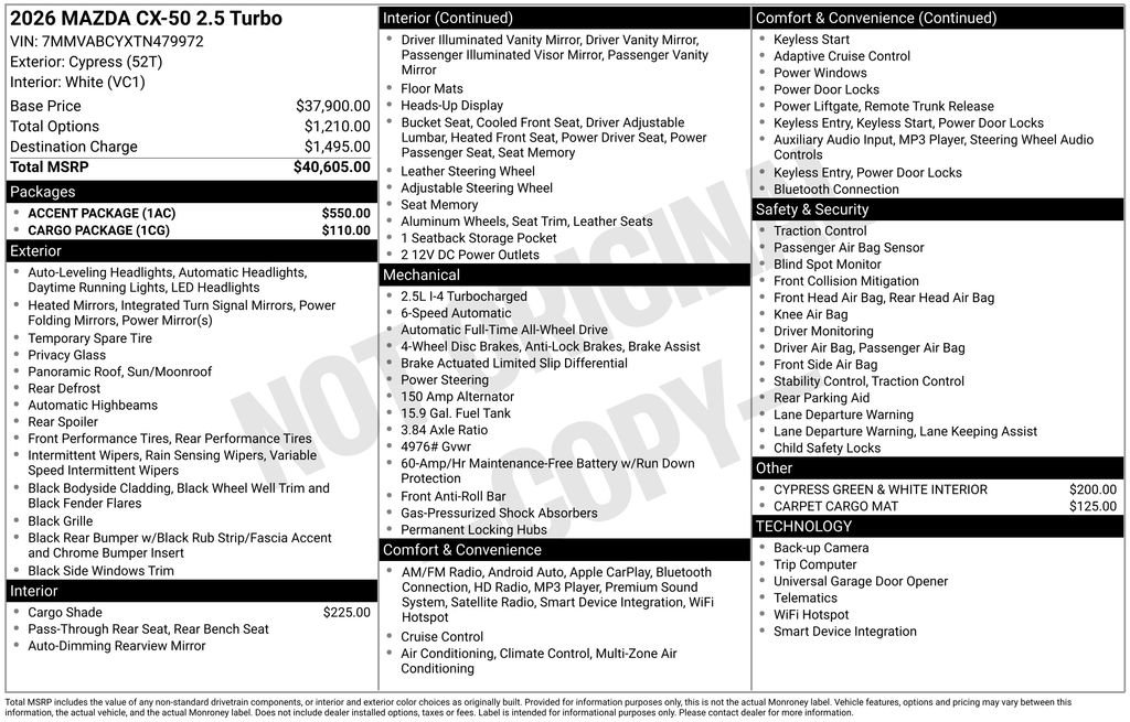 New 2026 MAZDA CX-50 AWD 2.5 S w/ Accent Package image 6