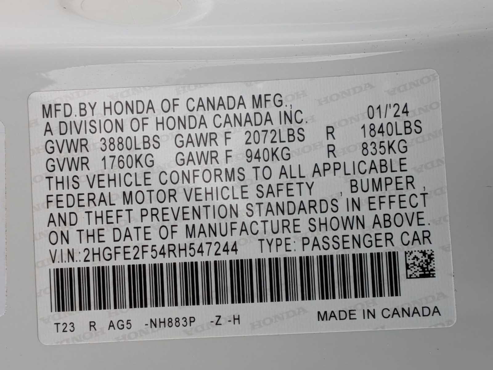 Certified 2024 Honda Civic Sport image 30