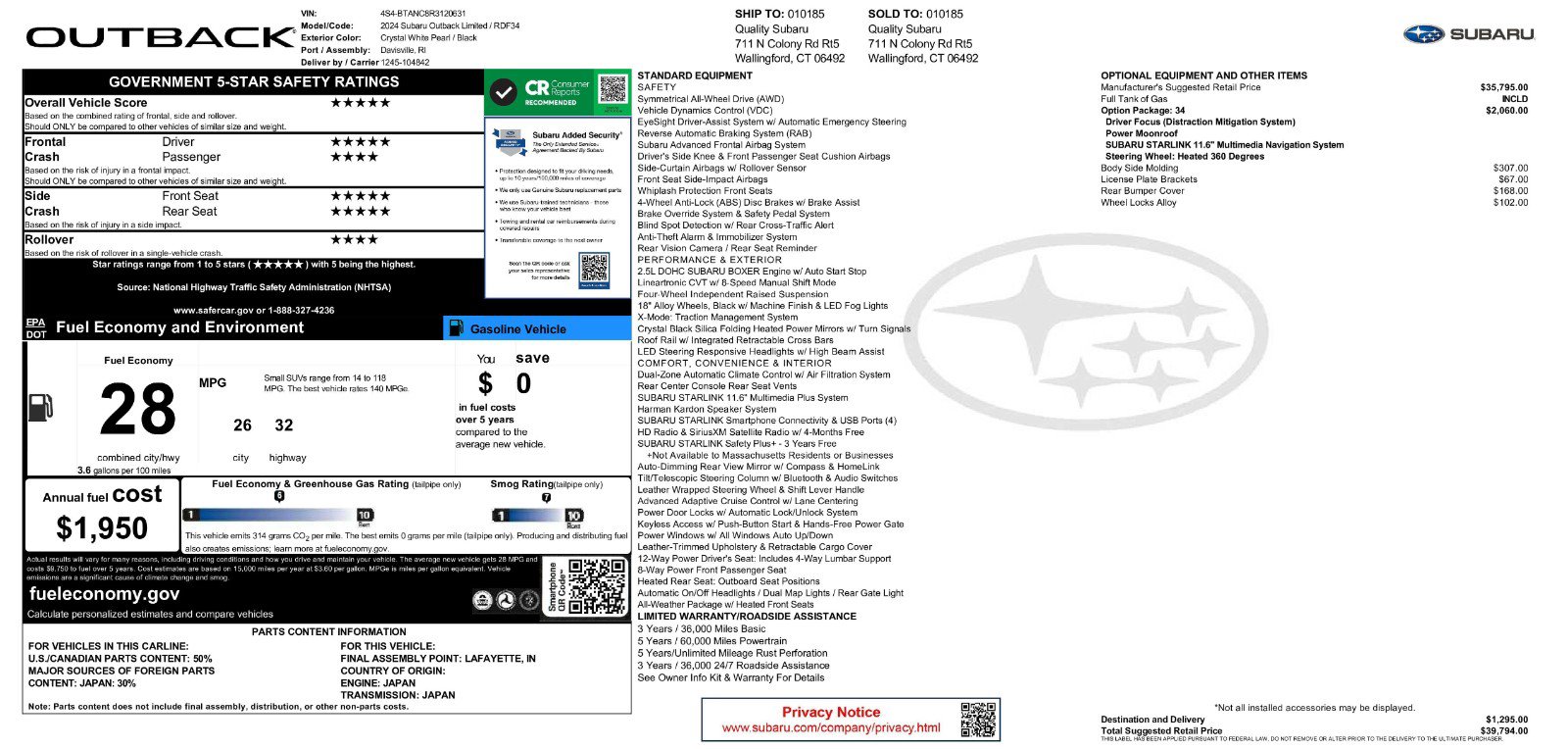 Used 2024 Subaru Outback Limited AWD/4WD image 11