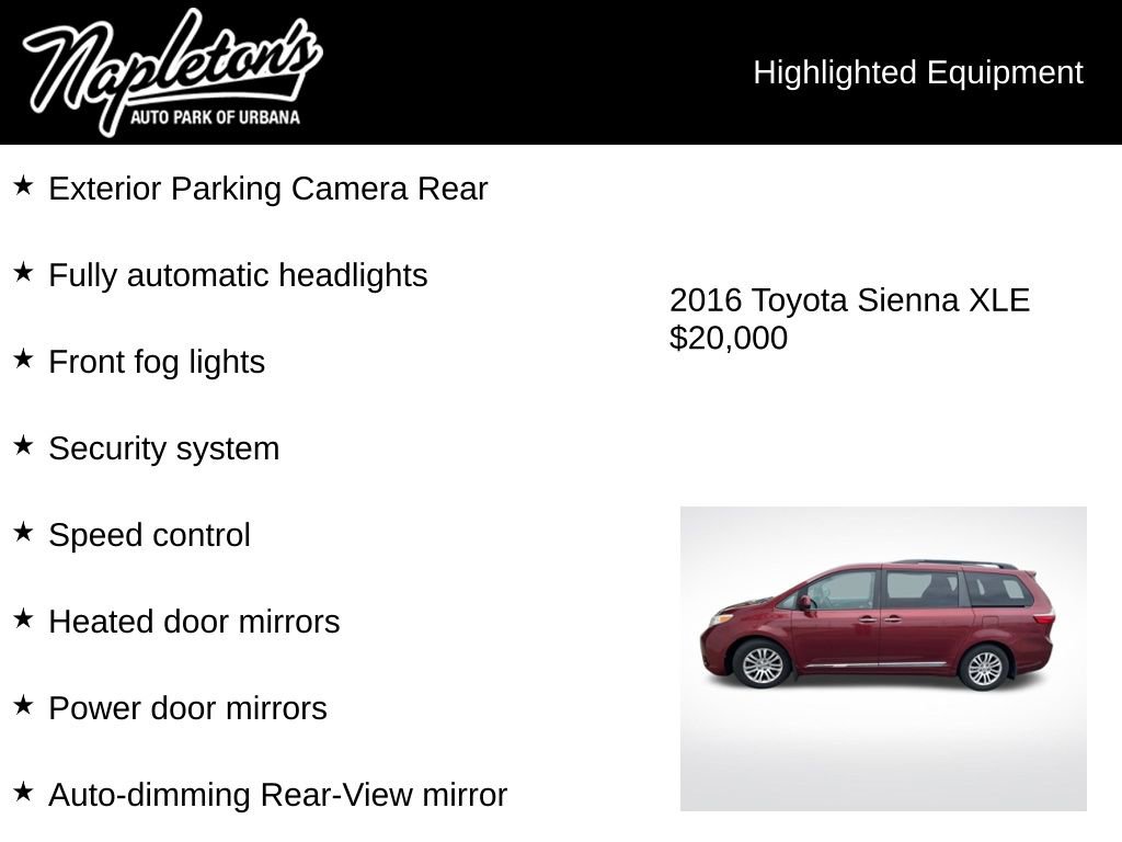 Used 2016 Toyota Sienna XLE w/ Protection Package FWD image 3