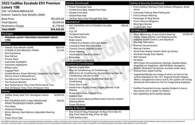 Used 2022 Cadillac Escalade ESV Premium Luxury AWD/4WD image 32