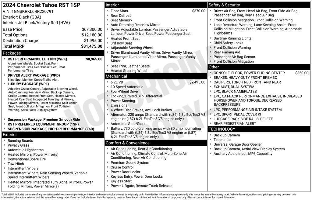 Used 2024 Chevrolet Tahoe RST w/ RST Performance Edition AWD/4WD image 4