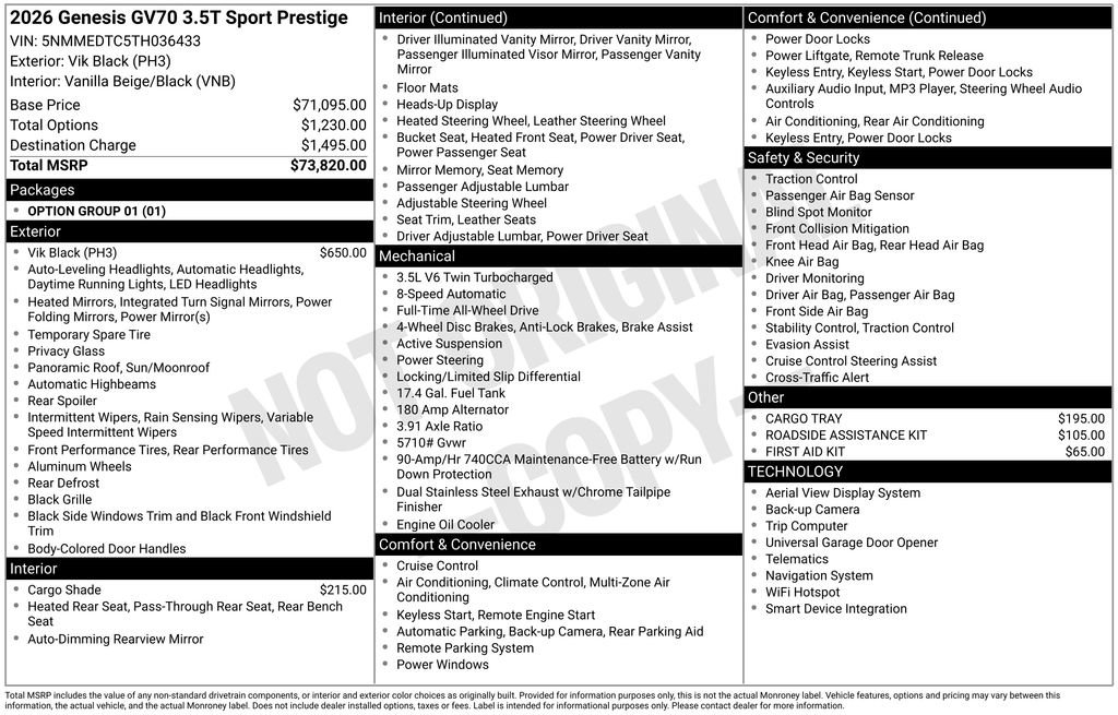 Used 2026 Genesis GV70 3.5T Sport Prestige image 44