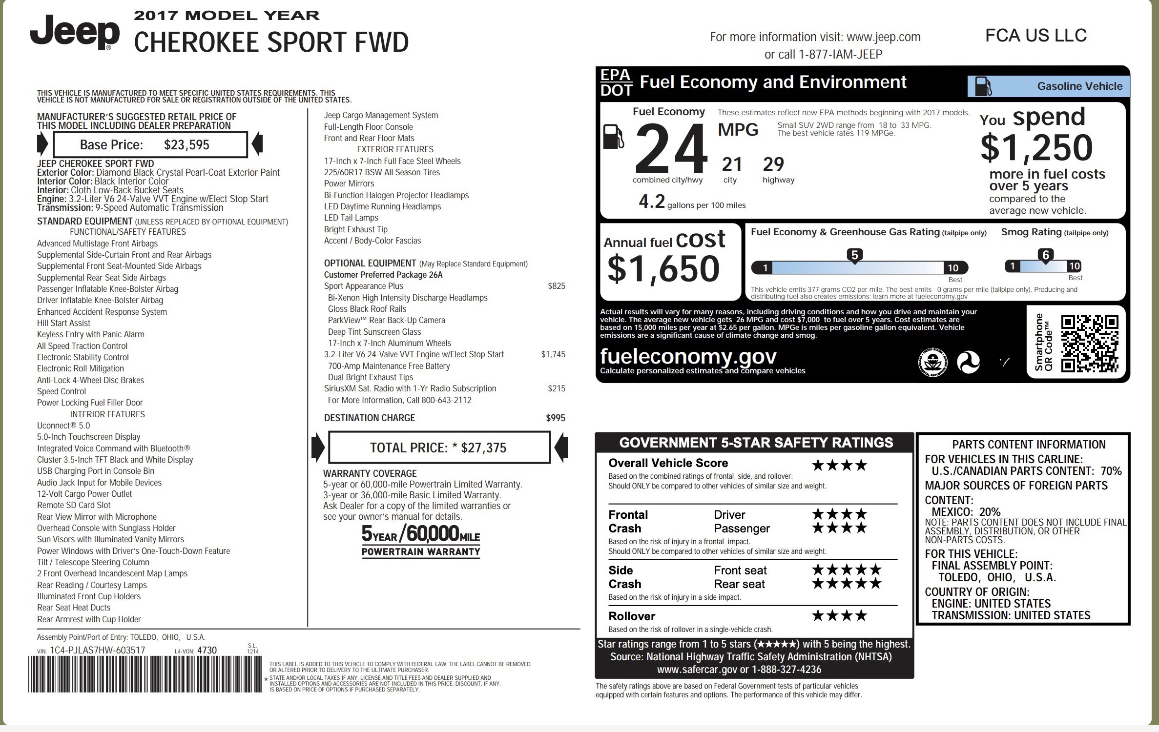 Used 2017 Jeep Cherokee Sport FWD image 2