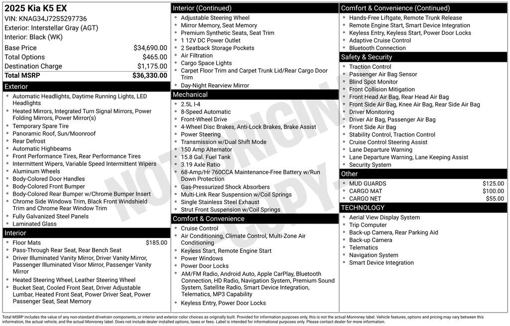 Used 2025 Kia K5 EX FWD image 34