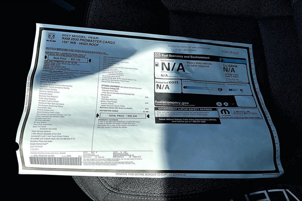 New 2027 RAM ProMaster 2500 w/ Upfitter's Prep Package FWD image 14