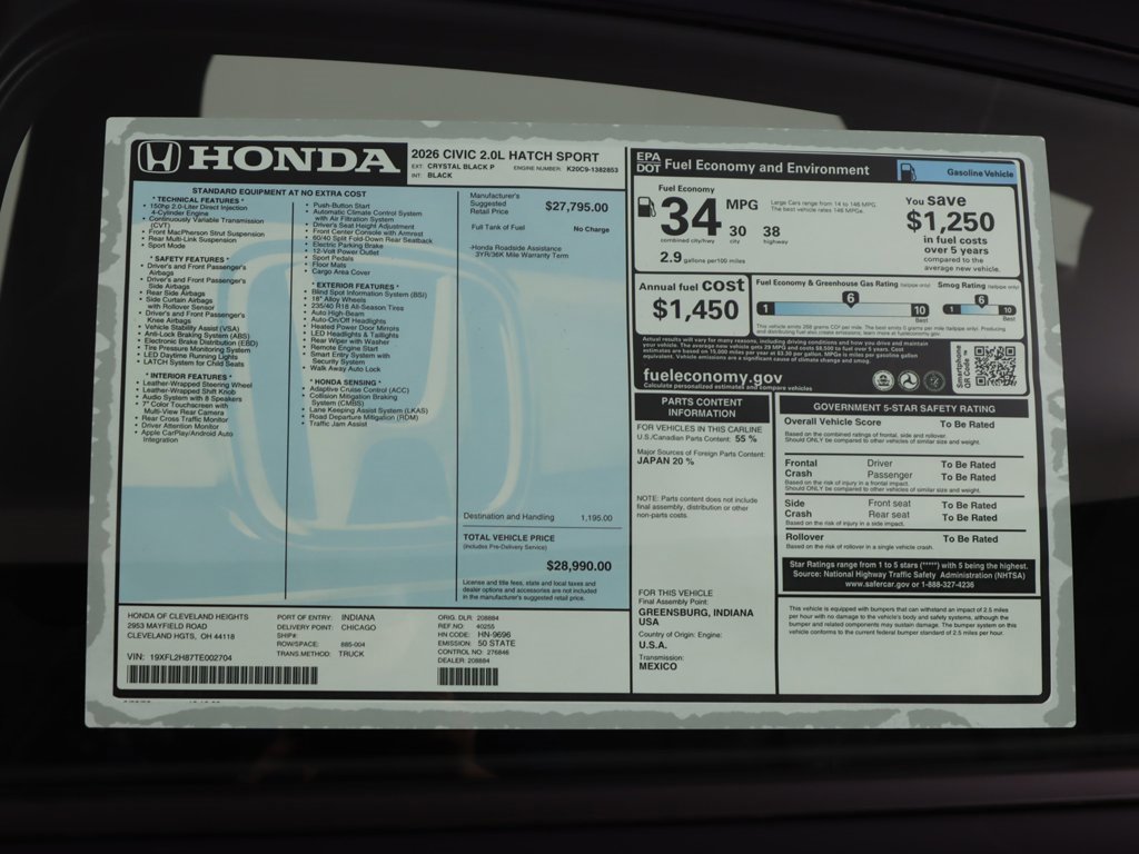 New 2026 Honda Civic Sport image 23