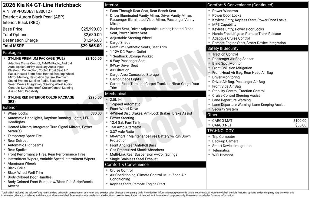 New 2026 Kia K4 GT-Line Turbo w/ GT-Line Premium Package FWD image 6