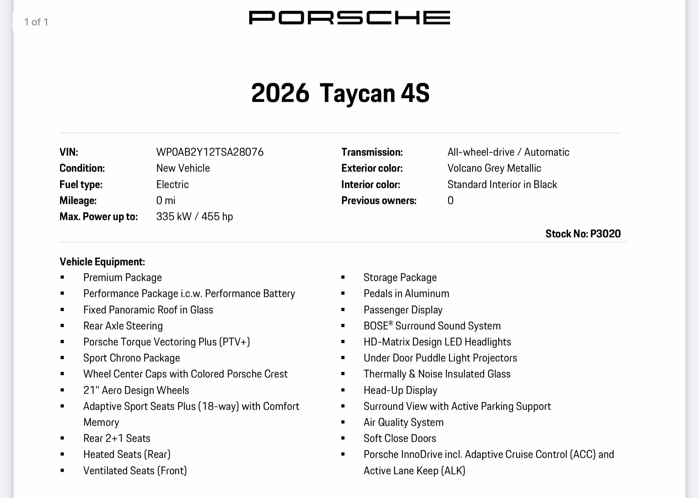 New 2026 Porsche Taycan 4S image 13