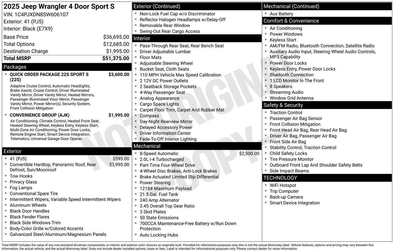 New 2025 Jeep Wrangler Sport S image 30