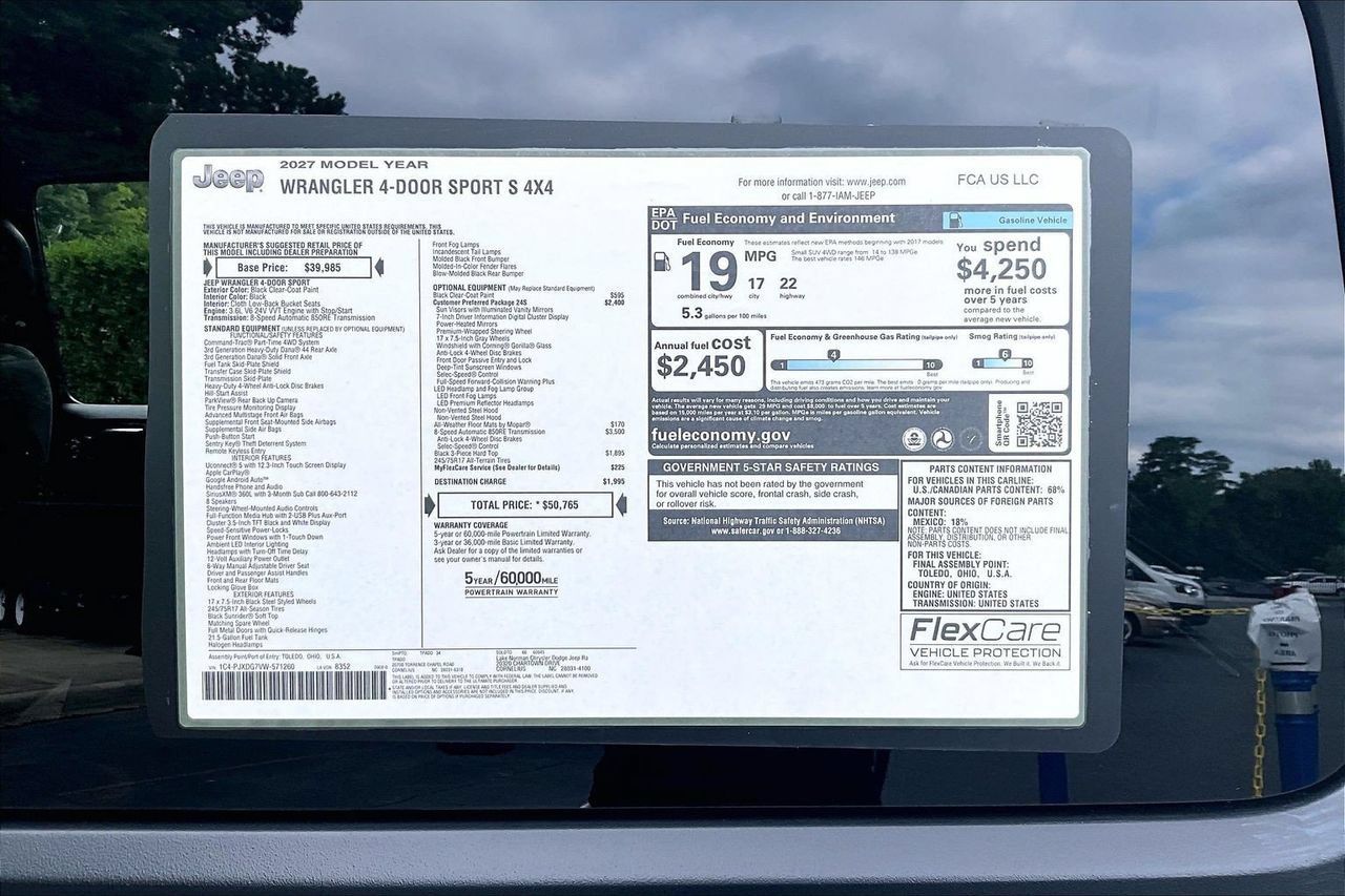 New 2027 Jeep Wrangler Unlimited Sport AWD/4WD image 36