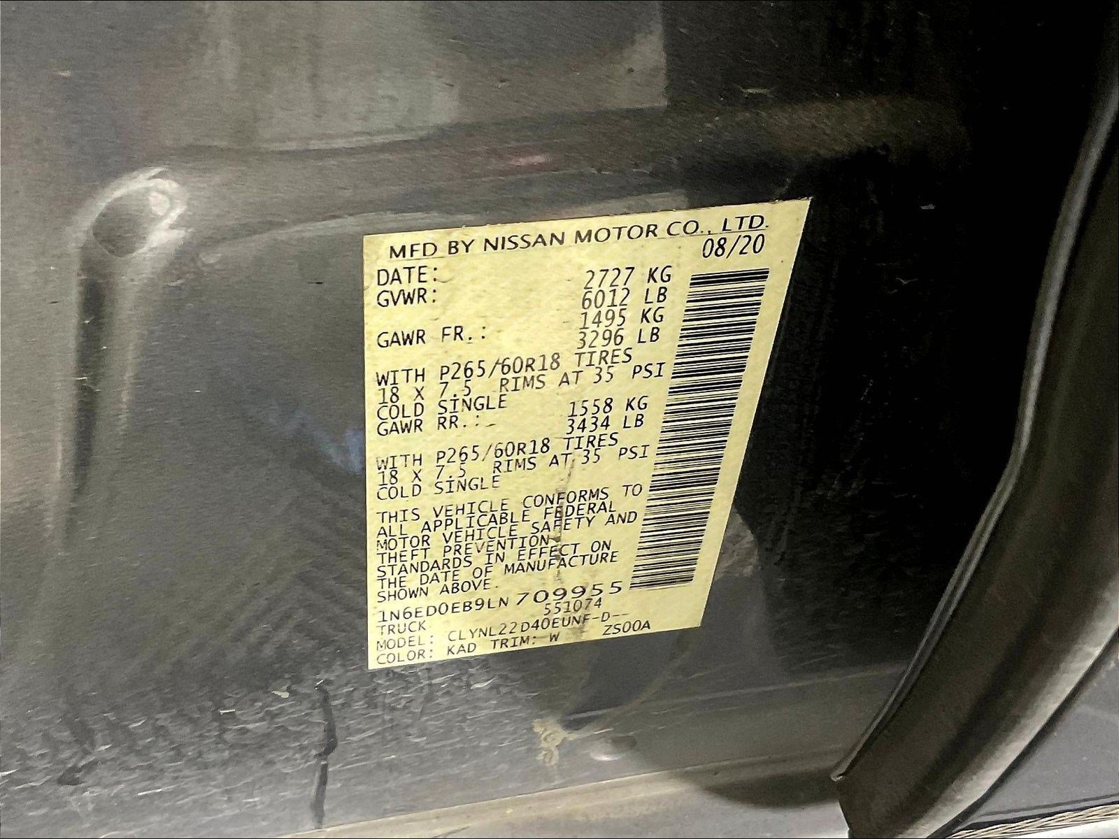 Used 2020 Nissan Frontier SV w/ Midnight Edition Floor Mats AWD/4WD image 20