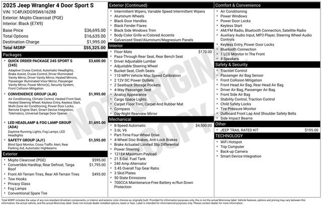New 2025 Jeep Wrangler Unlimited Sport AWD/4WD image 5