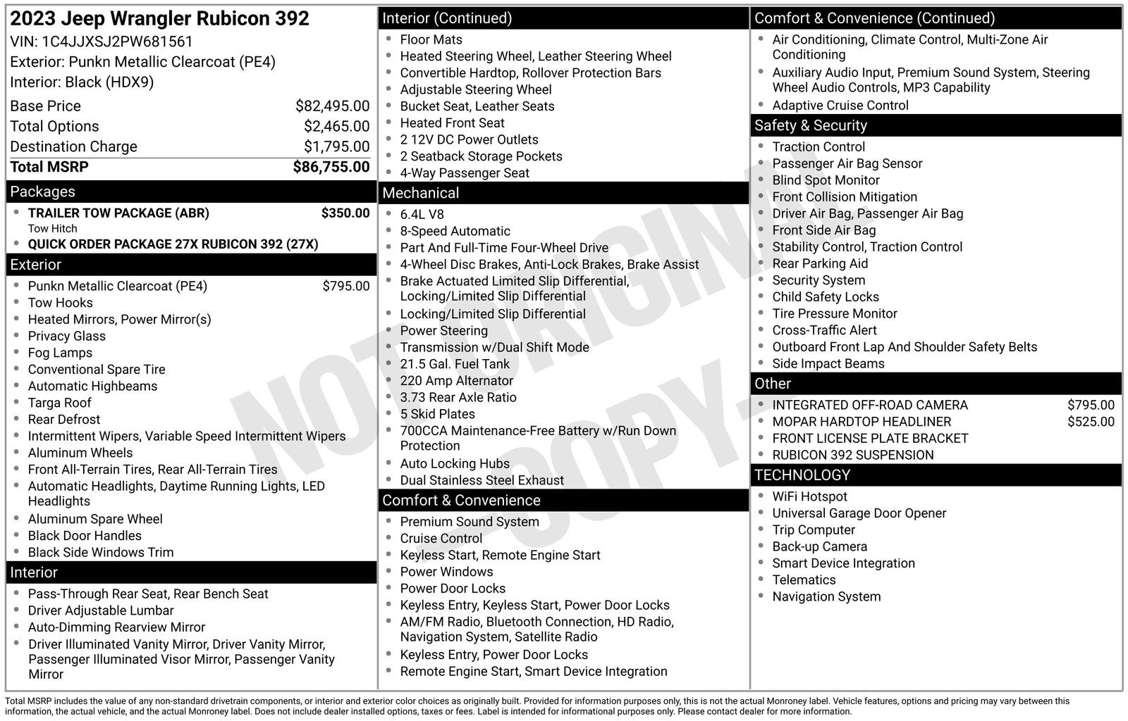 Used 2023 Jeep Wrangler Unlimited Rubicon 392 w/ Trailer Tow Package image 16