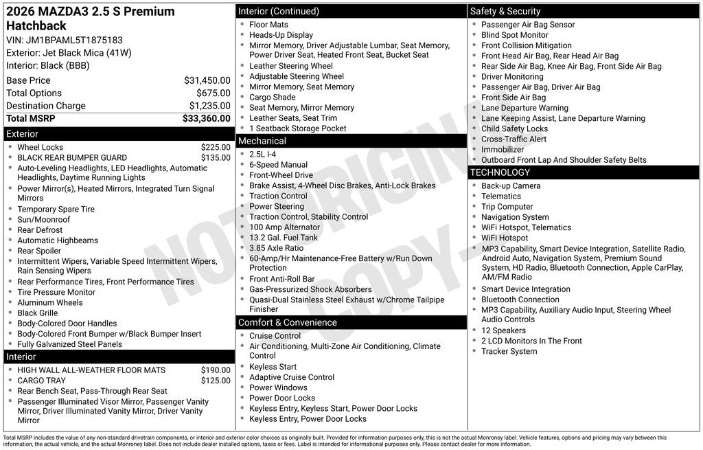 New 2026 MAZDA MAZDA3 2.5 S Hatchback w/ Premium Pkg image 34