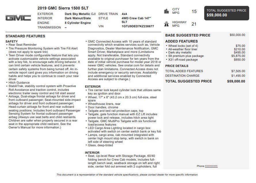 Certified 2019 GMC Sierra 1500 SLT w/ SLT Premium Plus Package image 35