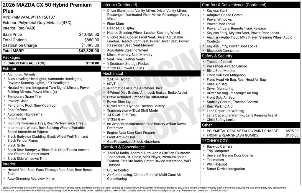 New 2026 MAZDA CX-50 2.5 Hybrid w/ Cargo Package AWD/4WD image 3