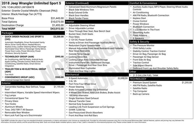 Used 2018 Jeep Wrangler Unlimited Sport S image 15