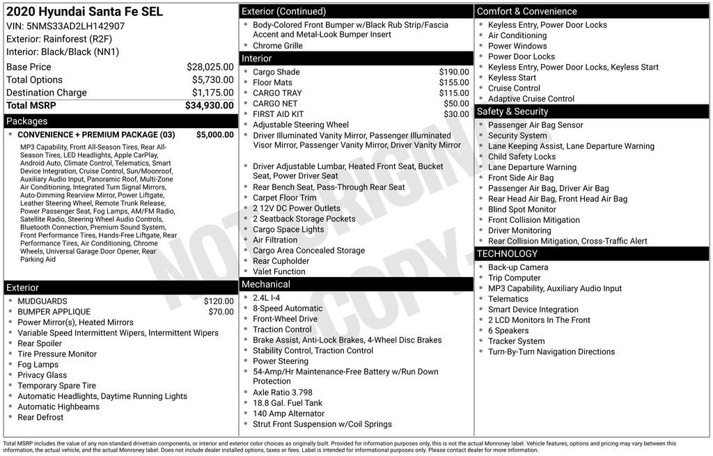 Used 2020 Hyundai Santa Fe SEL w/ Convenience + Premium Package FWD image 42