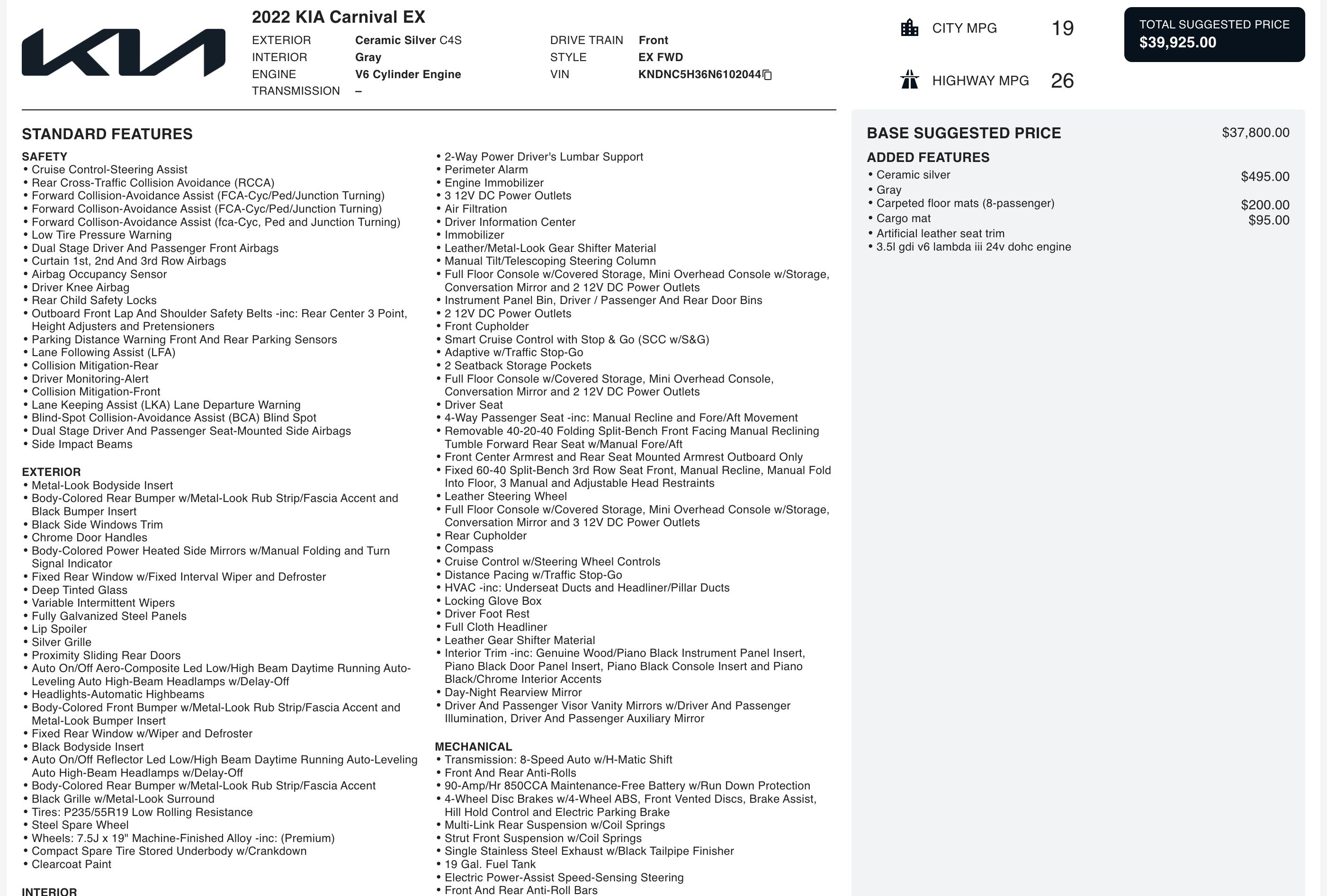 Used 2022 Kia Carnival EX image 6