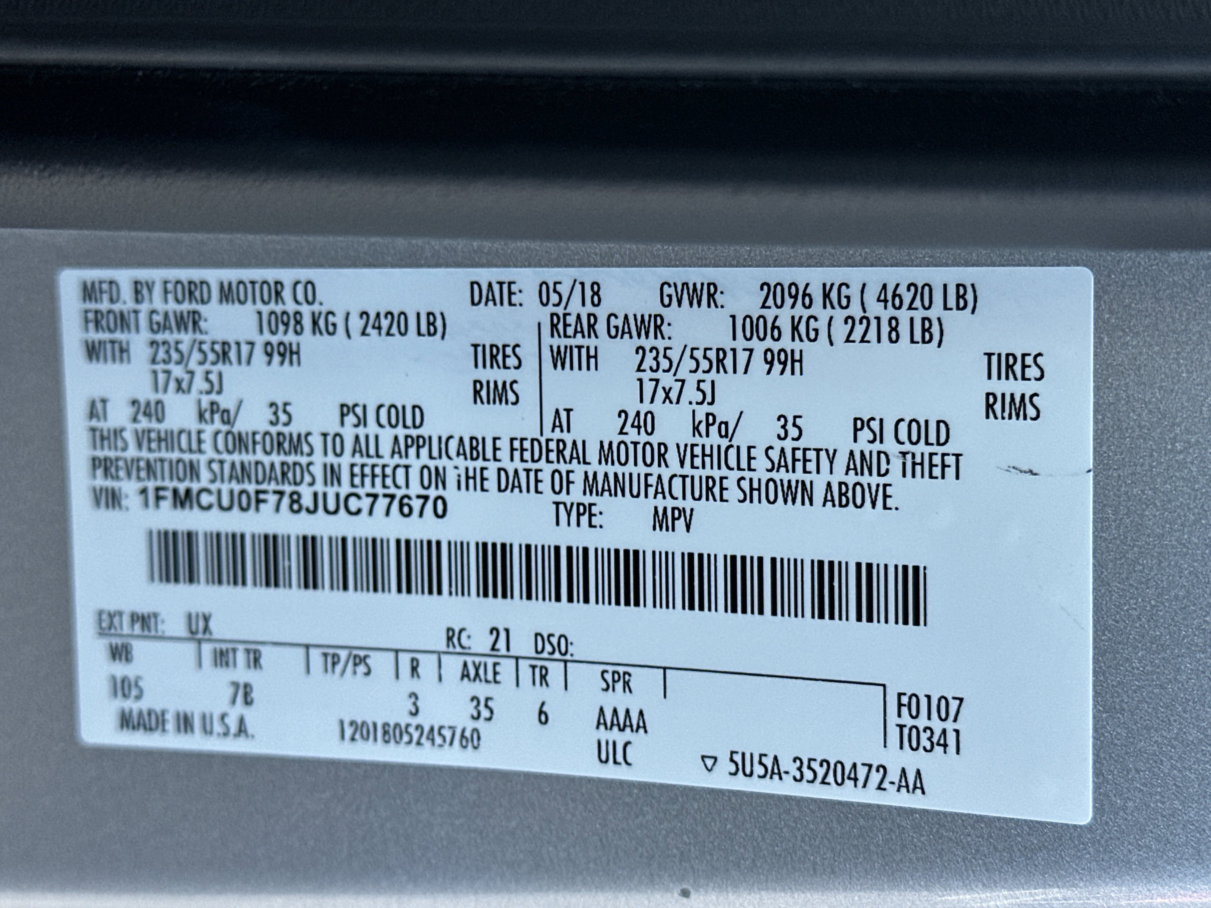 Used 2018 Ford Escape S FWD image 28