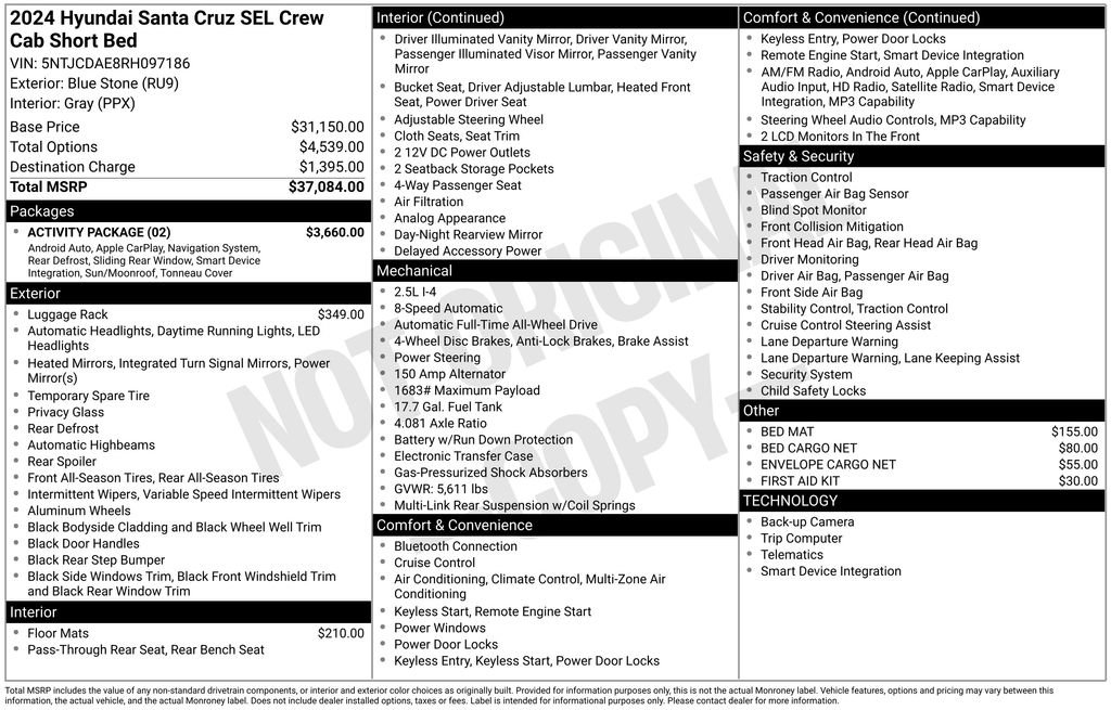 Used 2024 Hyundai Santa Cruz SEL w/ Activity Package AWD/4WD image 26