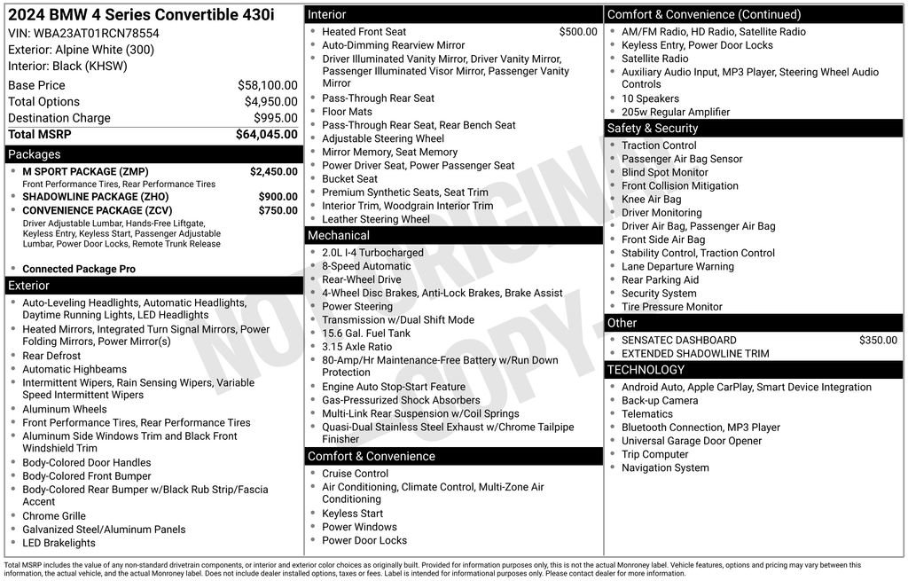 Used 2024 BMW 430i Convertible w/ M Sport Package RWD image 17