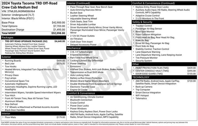 Certified 2024 Toyota Tacoma TRD Off-Road w/ TRD Off Road Upgrade Package AWD/4WD image 35
