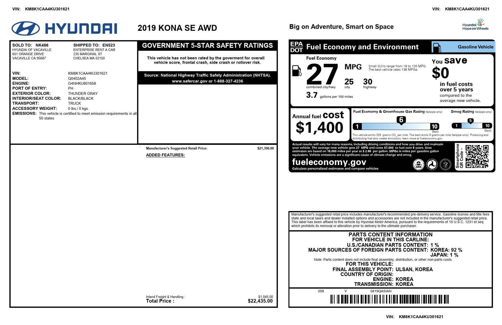Used 2019 Hyundai Kona SE image 33