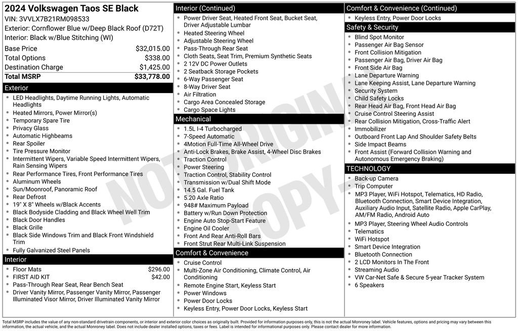 Certified 2024 Volkswagen Taos SE AWD/4WD image 36