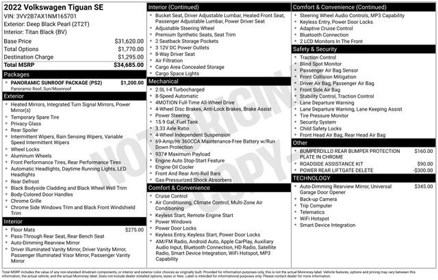 Used 2022 Volkswagen Tiguan SE w/ Panoramic Sunroof Package image 5
