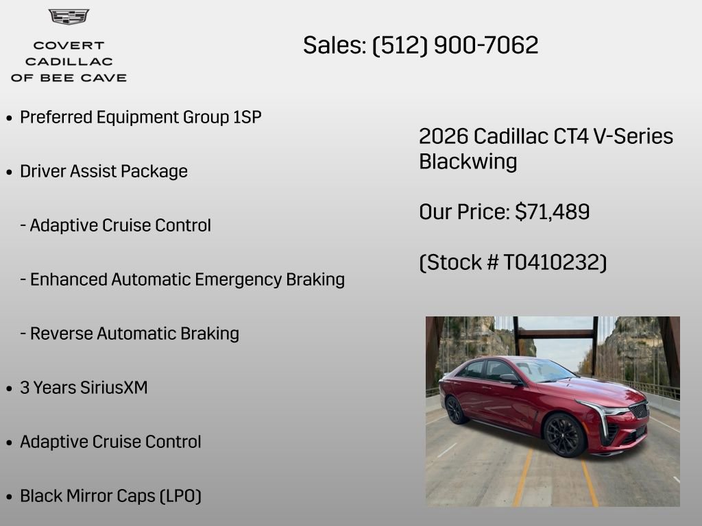 New 2026 Cadillac CT4 V Blackwing w/ Driver Assist Package RWD image 6
