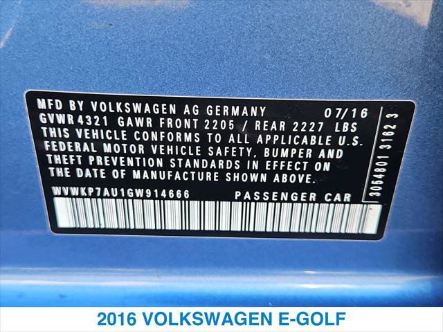 Used 2016 Volkswagen e-Golf SE w/ DC Fast Charging Package FWD image 25