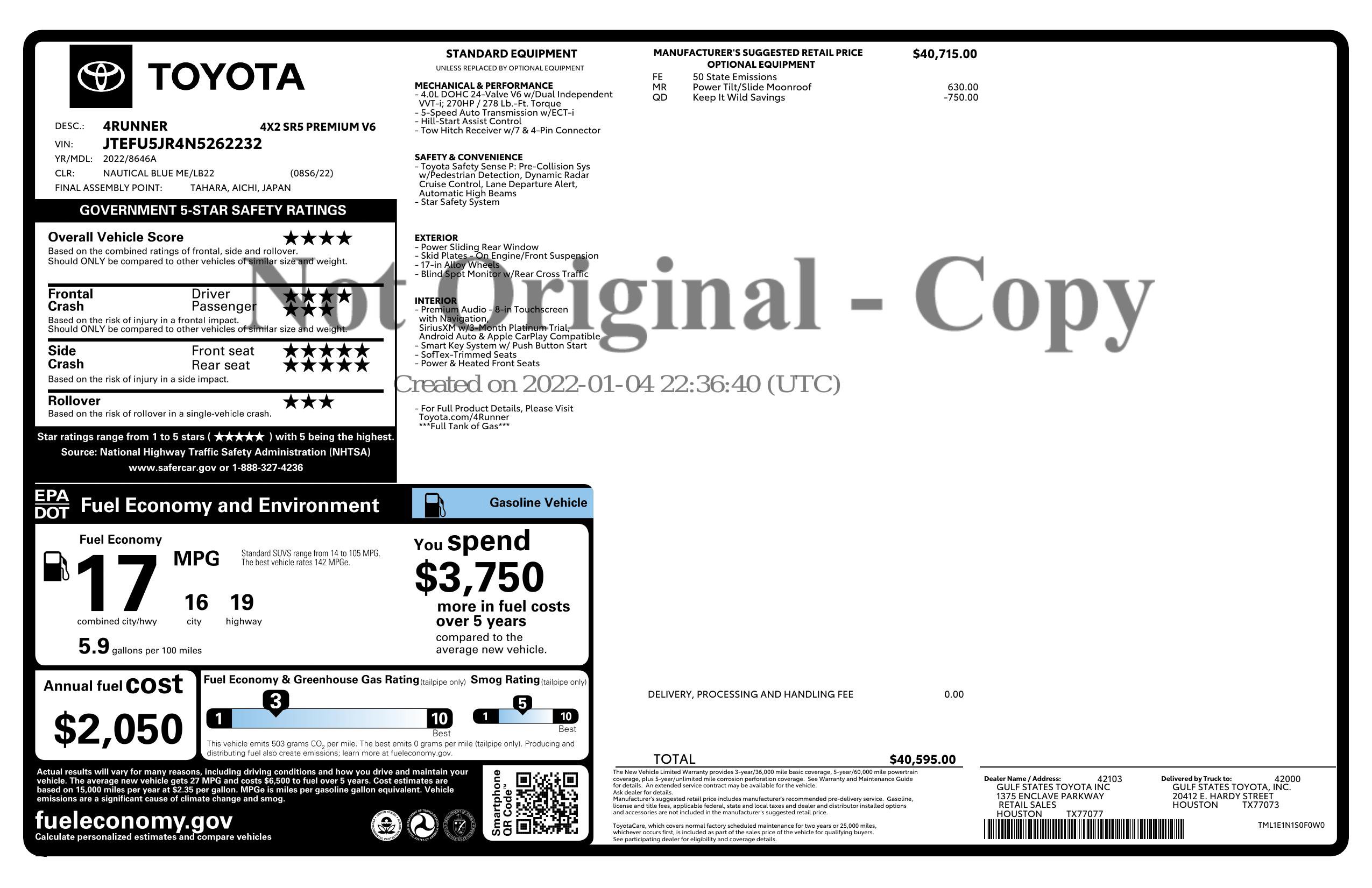 Used 2022 Toyota 4Runner SR5 Premium w/ Moonroof Package image 3