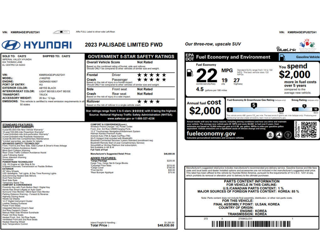 Used 2023 Hyundai Palisade Limited w/ Cargo Package FWD image 2