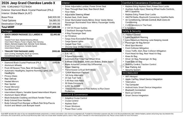 New 2026 Jeep Grand Cherokee Laredo X AWD/4WD image 5