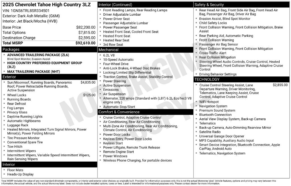 Used 2025 Chevrolet Tahoe High Country AWD/4WD image 4