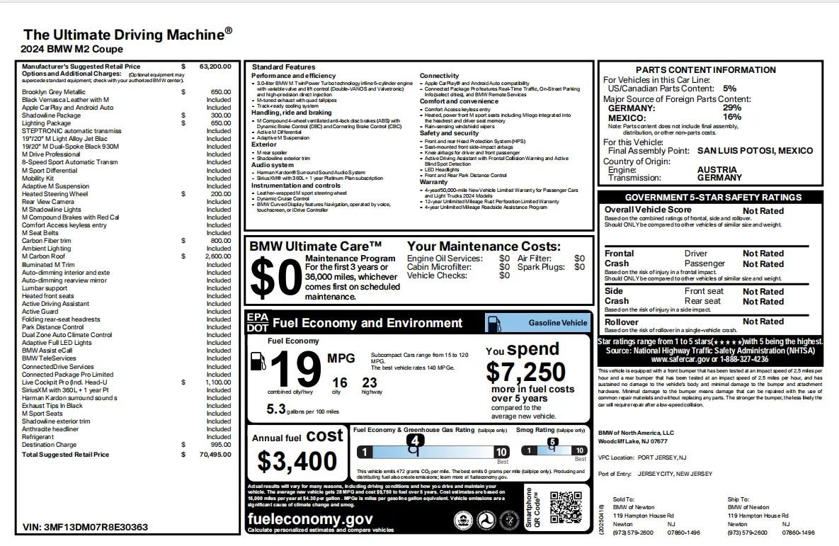 Used 2024 BMW M2 w/ Lighting Package RWD image 25